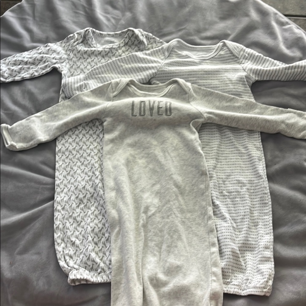 3 Pack- Gray Nightgown with Soft Knit Material